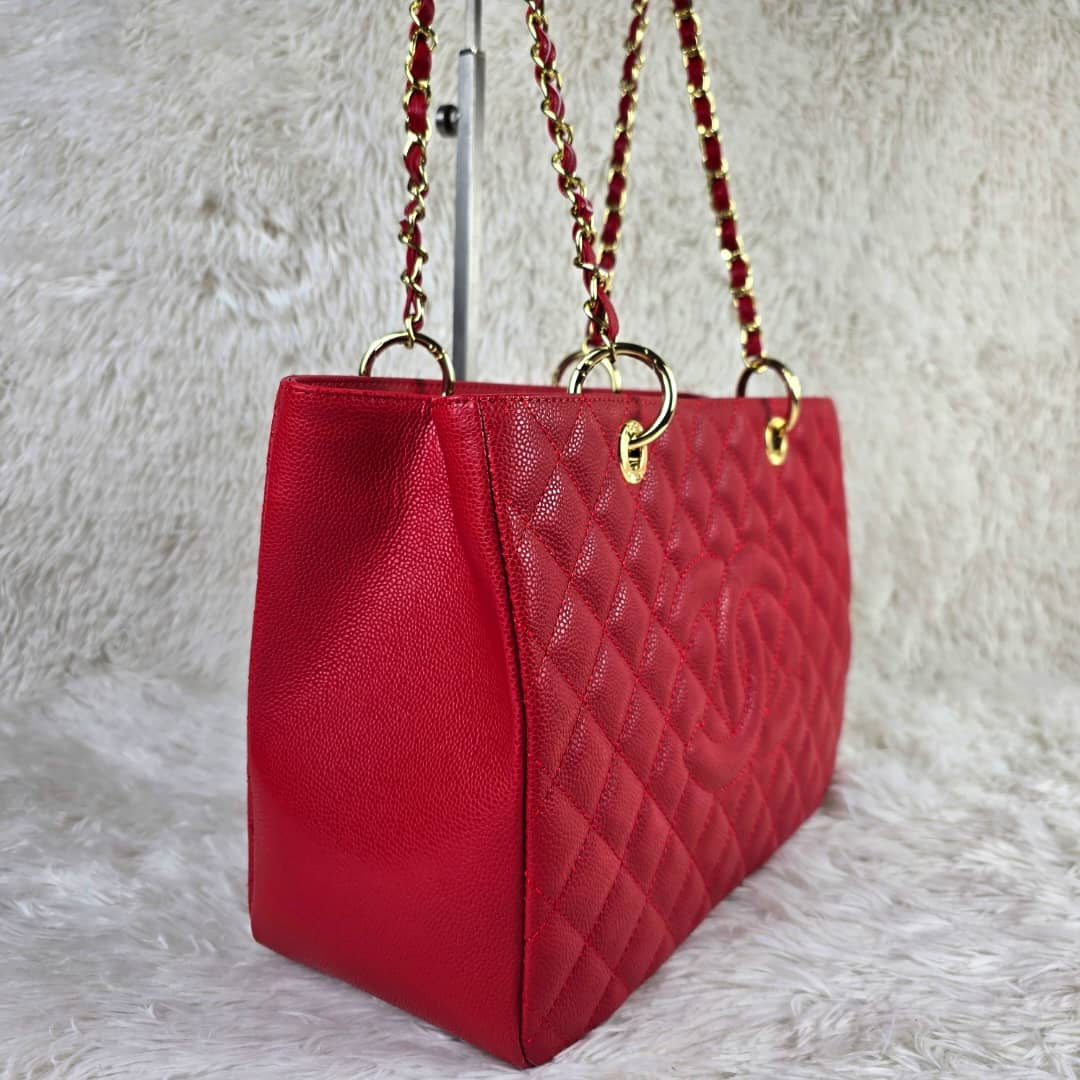 Chanel Grand Shopping Tote Red Gold 33Cm - Image 6