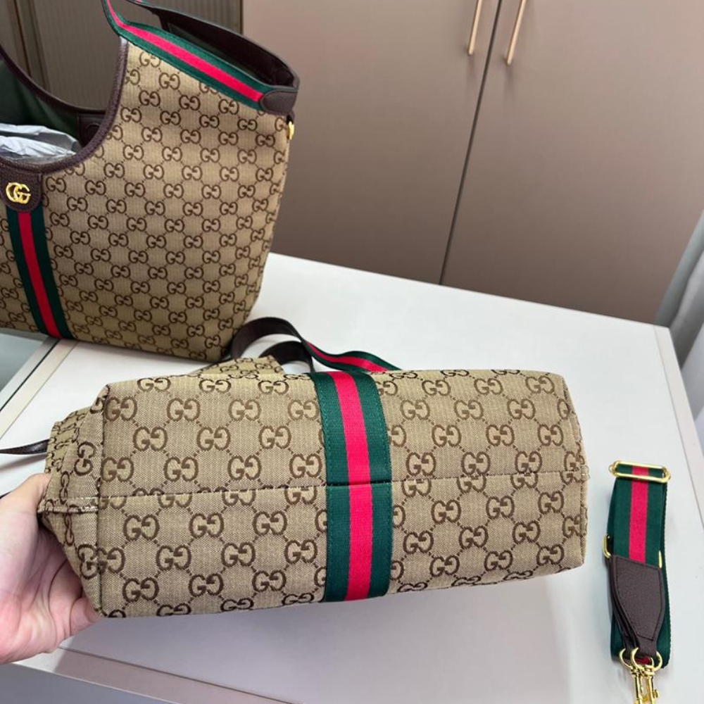 GUCCI GIGLIO SMALL TOTE BAG GG CANVAS DARK BROWN 25CM 860845 AAF8L 2547 - Image 4