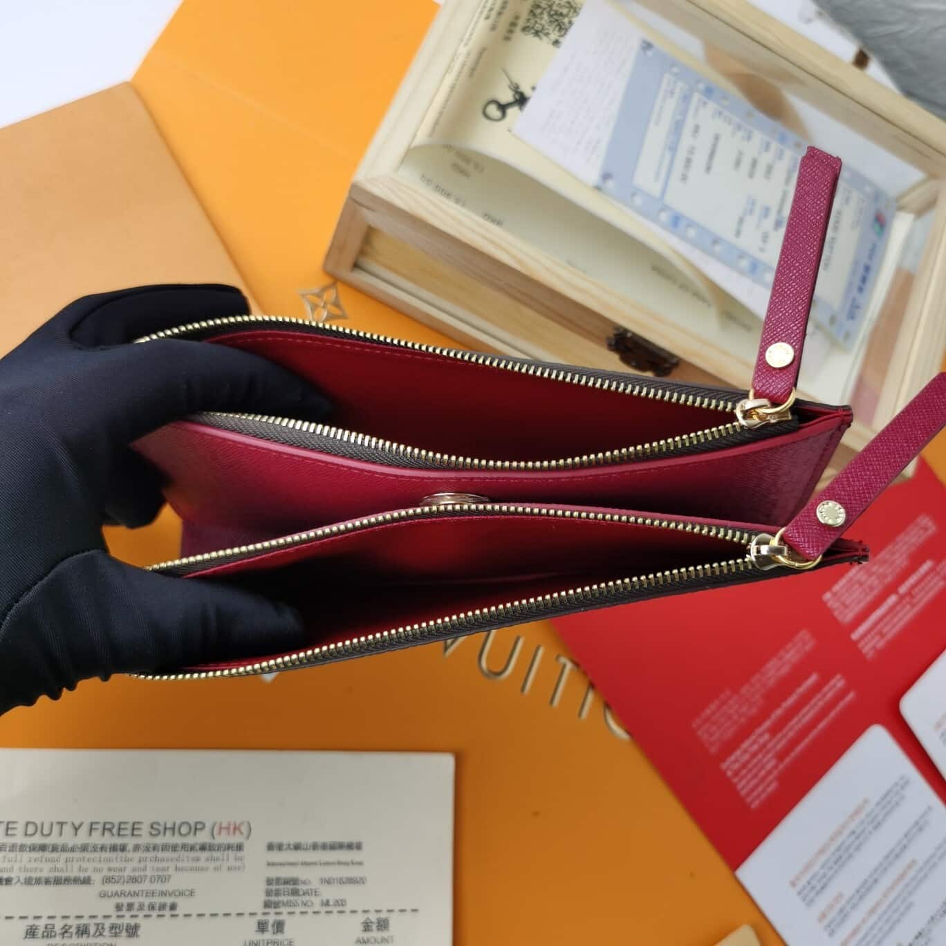 LOUIS VUITTON CLEMENCE WALLET BROWN CANVAS PINK 21CM M60742 - Image 5