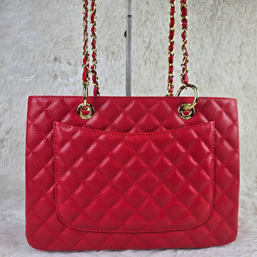 Chanel Grand Shopping Tote Red Gold 33Cm - Image 5