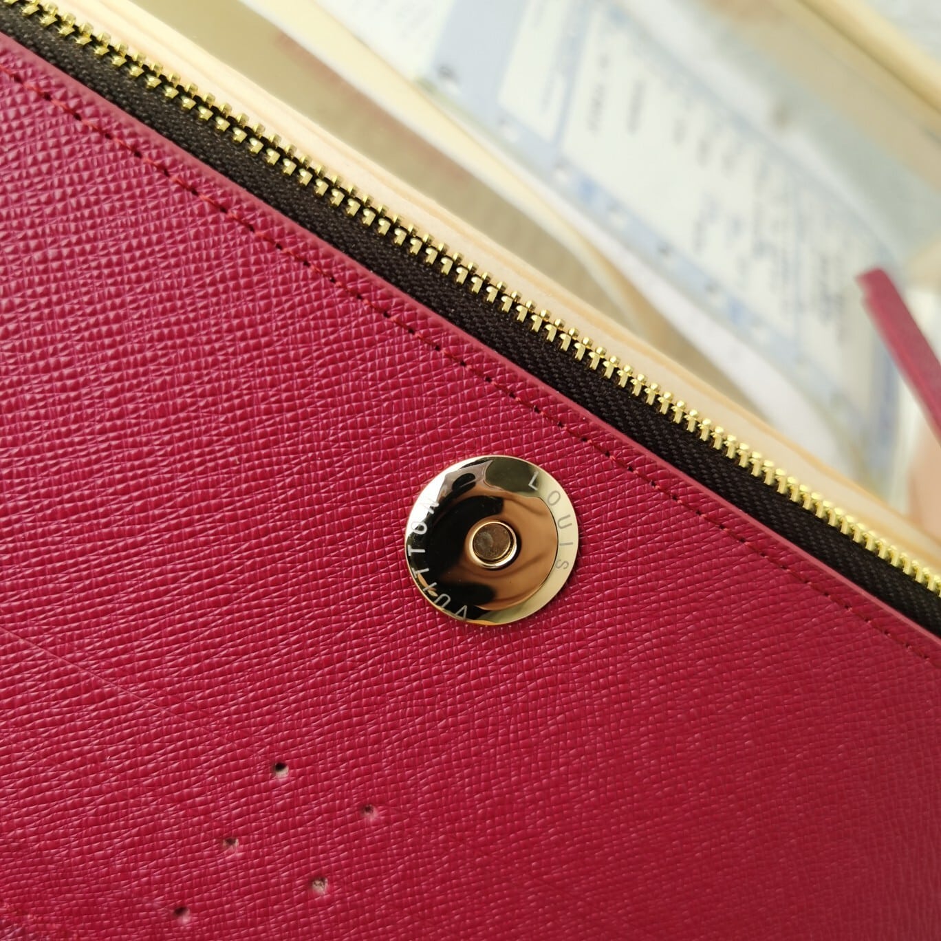 LOUIS VUITTON CLEMENCE WALLET BROWN CANVAS PINK 21CM M60742 - Image 8