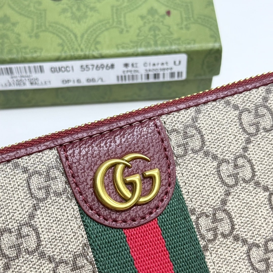 GUCCI OPHIDIA ZIP AROUND WALLET RED 19CM - Image 5