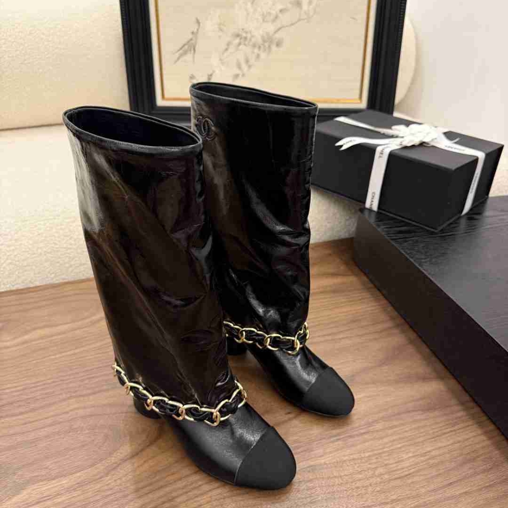 Alternative view of [SUPER VIP 1:1] CHANEL HIGH BOOTS LEATHER AND GROSGRAIN BLACK G46677 B21755 94305