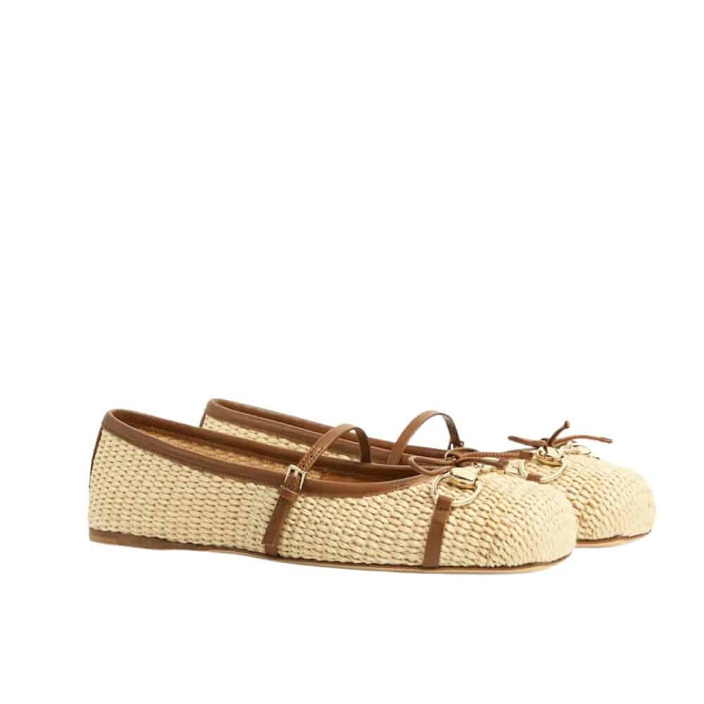 GUCCI WOMEN HORSEBIT BALLET FLAT RAFFIA CROCHET 832427 FAEMZ 9542