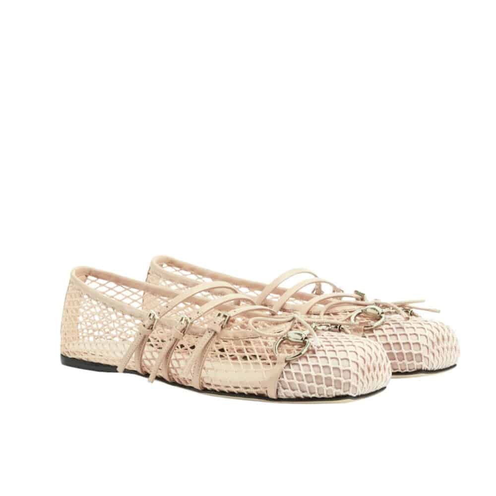GUCCI WOMEN HORSEBIT BALLET FLAT BEIGE MESH ‎835077 FAEQZ 5741