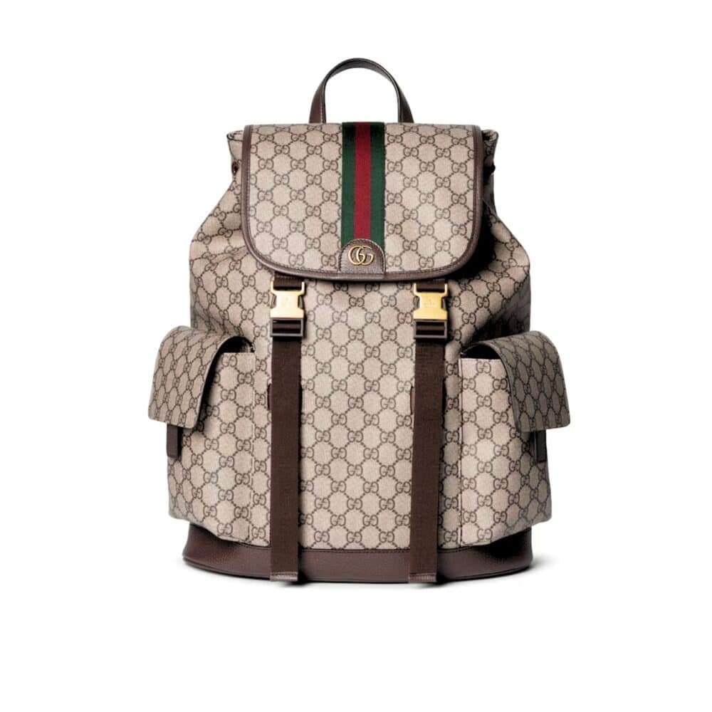 GUCCI OPHIDIA LARGE BACKPACK BEIGE AND DARK BROWN 46CM 839110 FAEWQ 9845