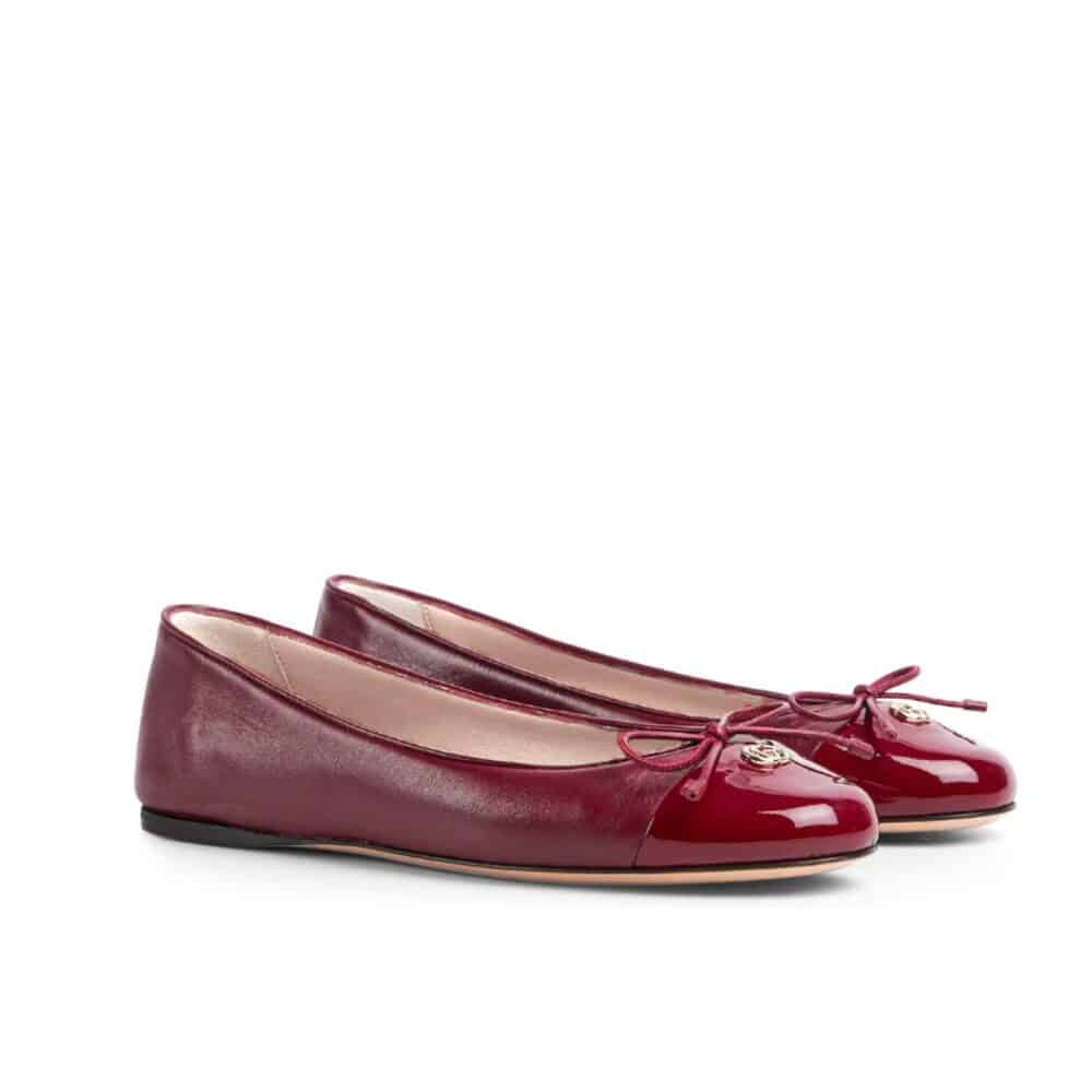 GUCCI WOMEN BALLET FLAT WITH DOUBLE G RED LEATHER ‎835805 BNC80 6207