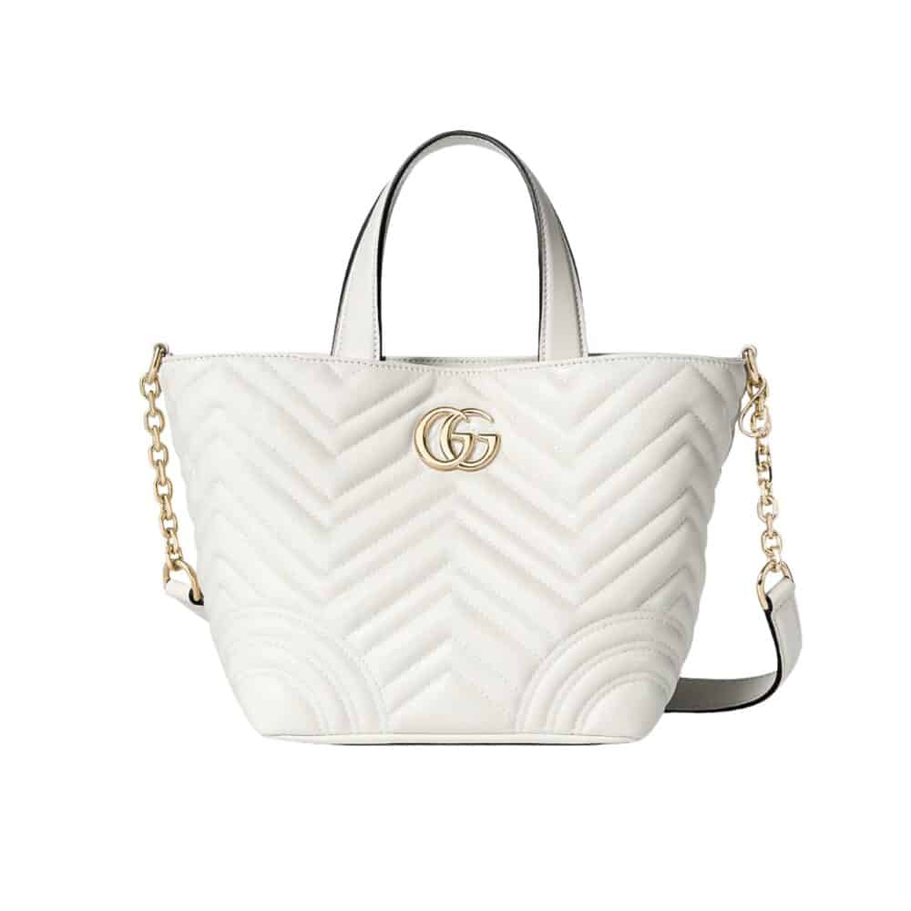 GUCCI BETTY SMALL TOTE BAG WHITE MATELASSE 18CM ‎847386 AAFA1 9050