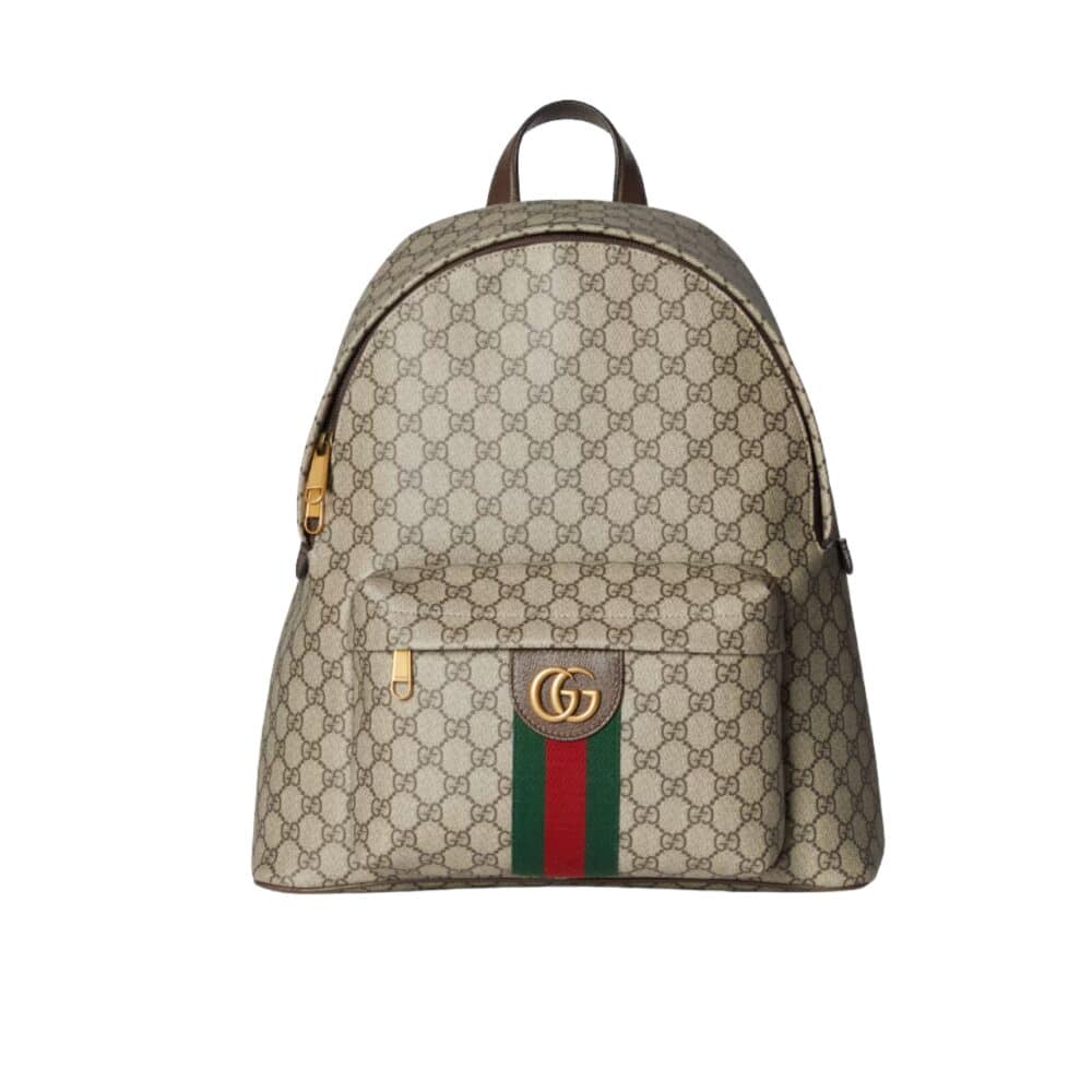GUCCI OPHIDIA MEDIUM BACKPACK BEIGE AND DARK BROWN 41CM 834466 FAEOJ 9747