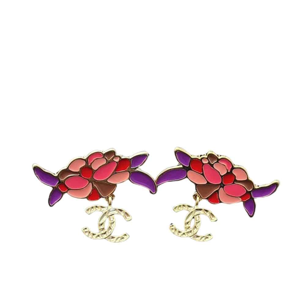 CHANEL PENDANT EARRINGS GOLD AND MULTICOLOUR ABF933 B21129 U2138