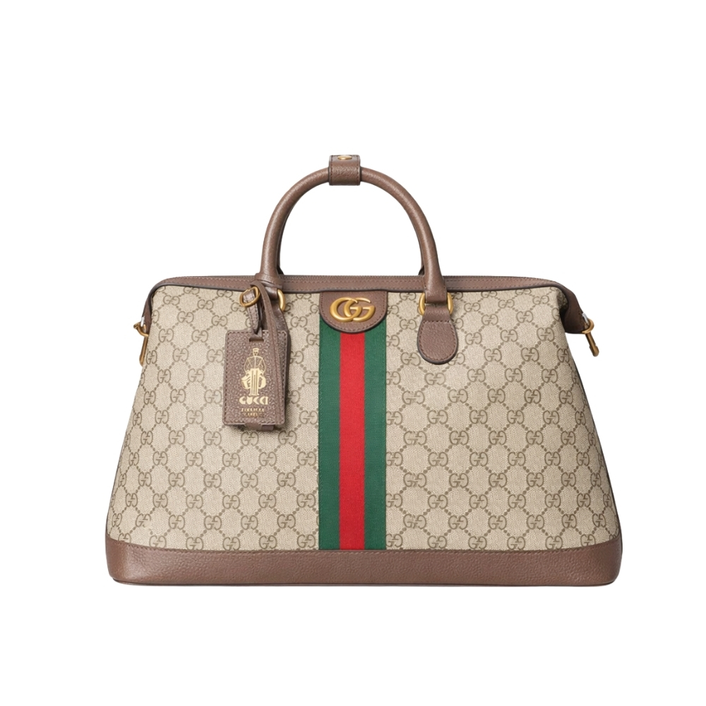 Gucci Savoy Medium Duffle Bag Beige And Dark Brown 43Cm 834469 FAEOI 9746
