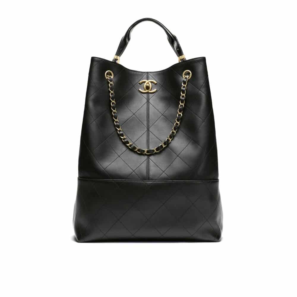 CHANEL SHOPPING BAG GOLD TONE METAL BLACK 33CM AS5635 B20829 94305