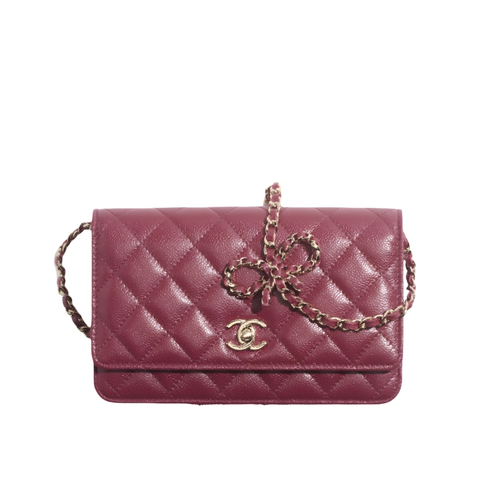 Chanel Wallet On Chain Gold Tone Metal Burgundy 19Cm AP3304 B10706 NN276