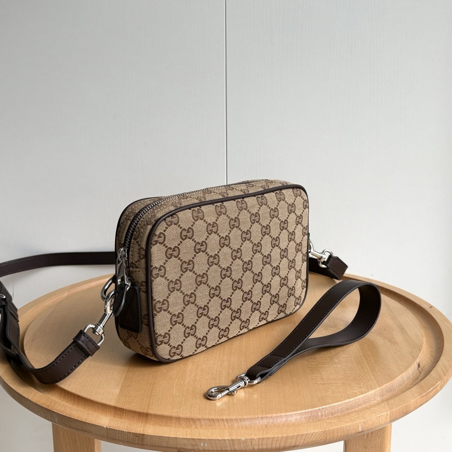 GUCCI GG CANVAS SMALL CROSSBODY BAG BEIGE AND DARK BROWN 23CM 834802 FAEPS 9752 - Image 4