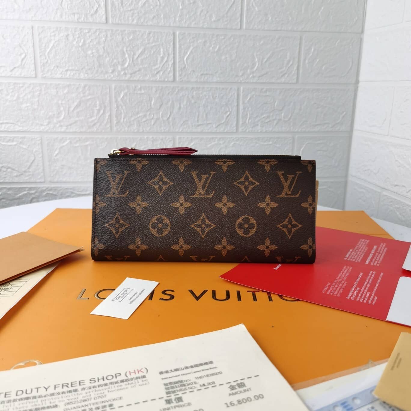LOUIS VUITTON CLEMENCE WALLET BROWN CANVAS PINK 21CM M60742 - Image 2