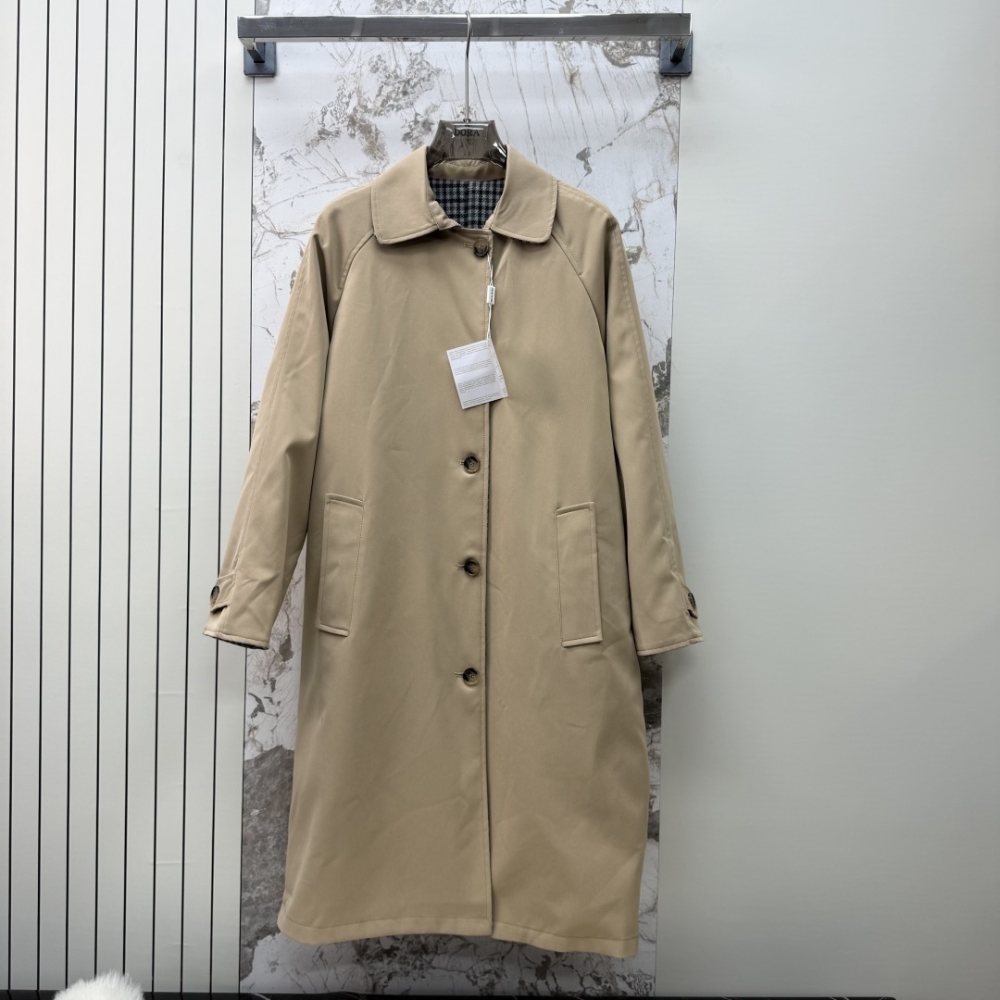 Alternative view of MIUMIU REVERSIBLE TWILL AND CHECK TRENCH COAT LIMESTONE AND SLATE GRAY MS2131 1798 F04U0 S OOO