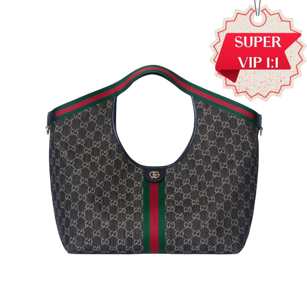 [SUPER VIP 1:1] GUCCI GIGLIO LARGE TOTE BAG GG DENIM BLACK AND WHITE 60CM 853971 FAFYU 1155