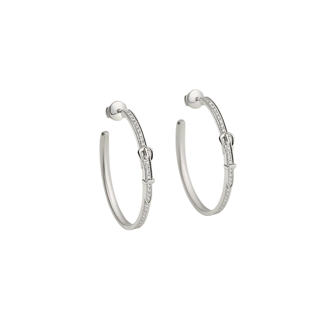 HERMES ETRIVIERE DANGLE EARRINGS WHITE GOLD H124505B 00