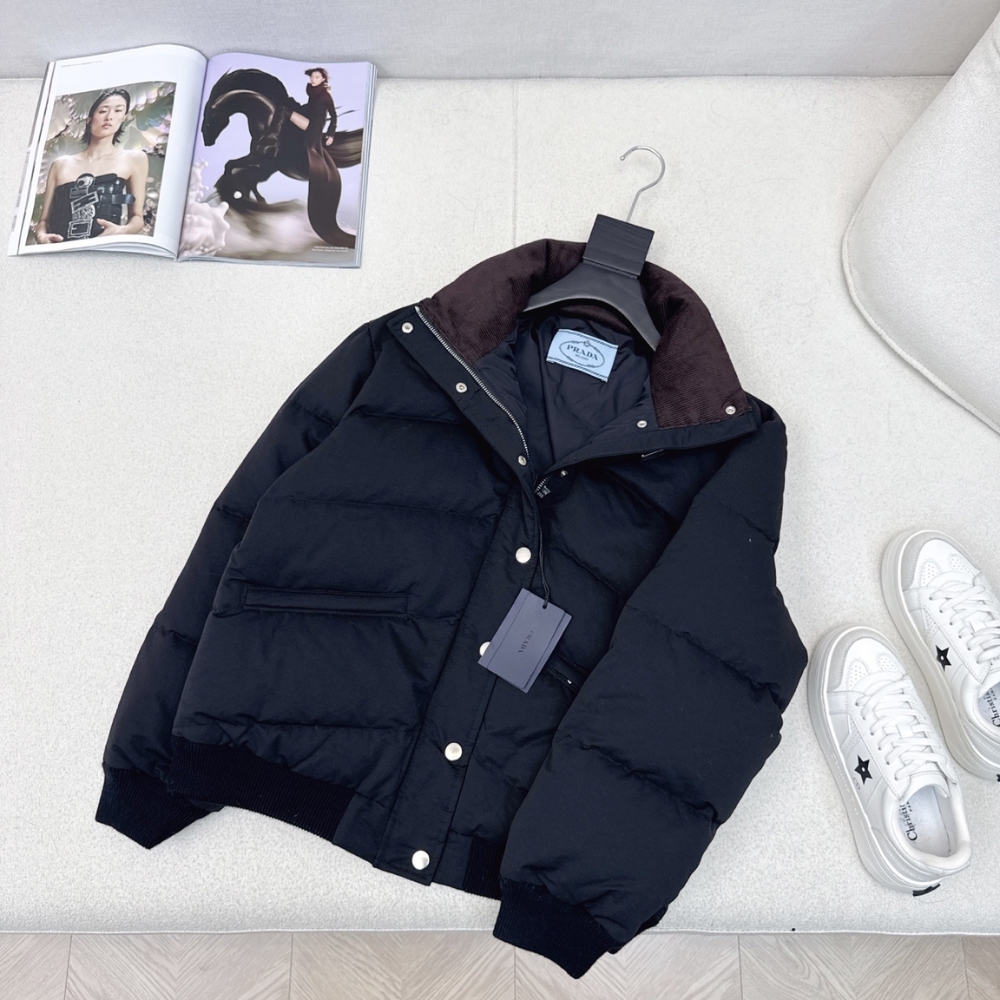 Alternative view of PRADA CROPPED COMPACT POPLIN DOWN JACKET NAVY BLUE 292288 17IB F0002 S EMO