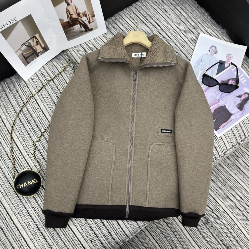 Alternative view of MIUMIU COTTON FLEECE ZIPPER BLOUSON JACKET BEIGE ML1369 17I1 F0065 S OOO