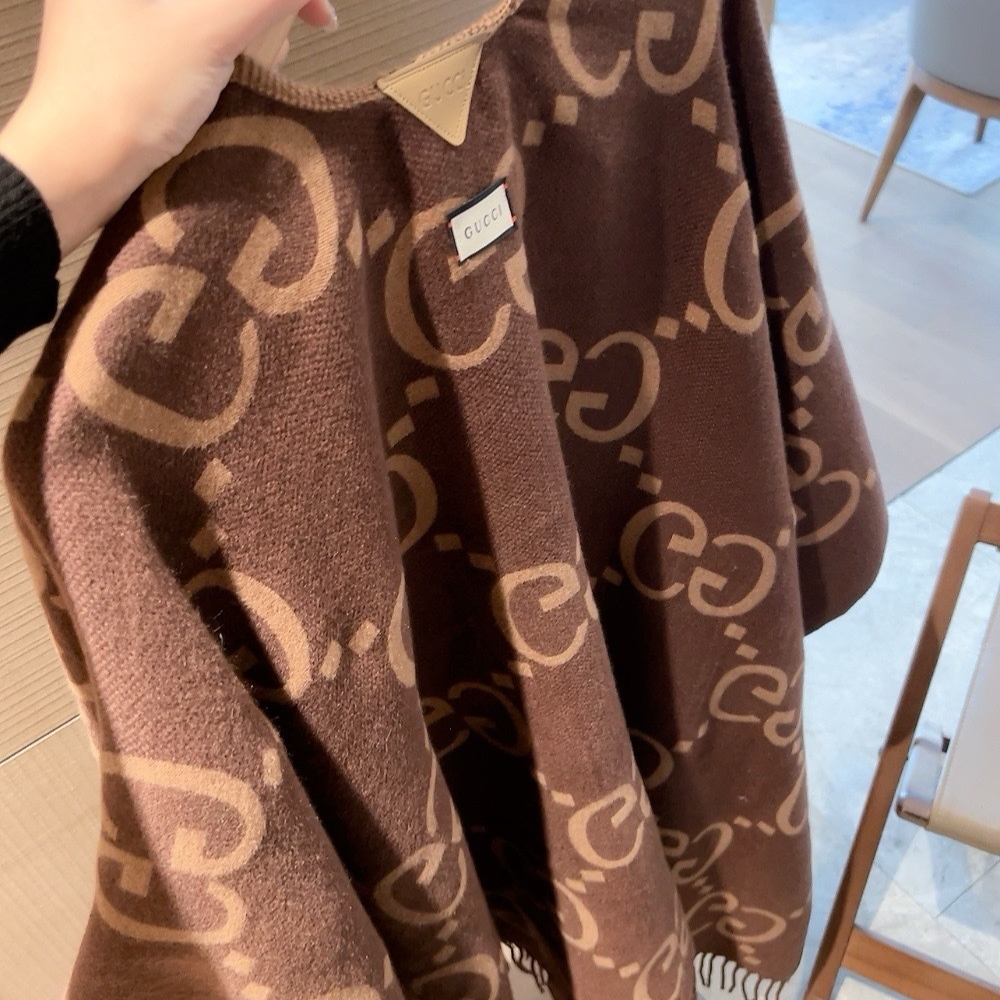 Alternative view of GUCCI CASHMERE PONCHO BROWN 120CM