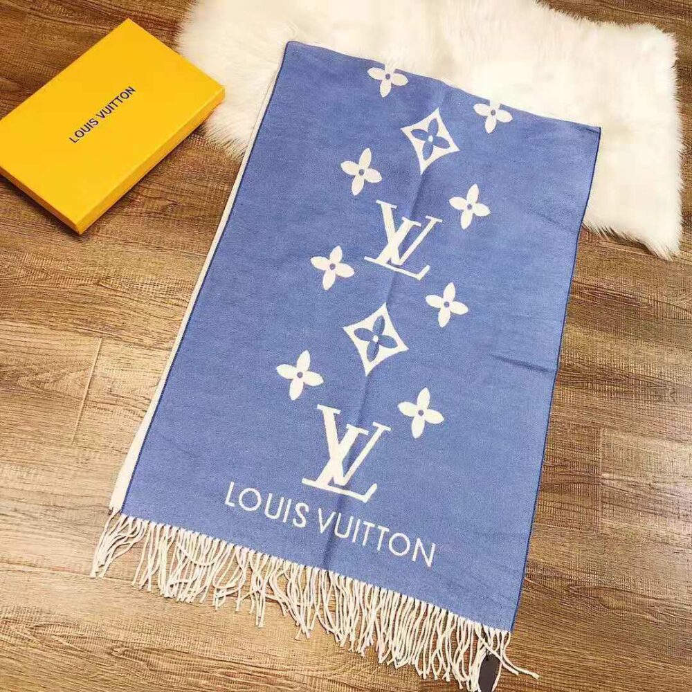 Alternative view of LOUIS VUITTON REYKJAVIK SCARF BLUE DENIM 180CM