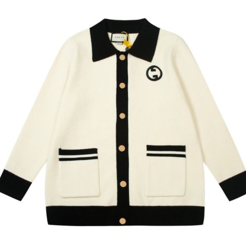 Alternative view of GUCCI KNIT COTTON WOOL CARDIGAN WITH PATCH BEIGE