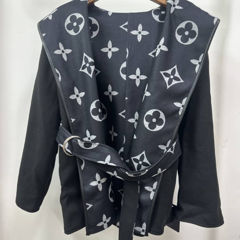 Alternative view of LOUIS VUITTON SIGNATURE SHORT HOODED WRAP COAT BLACK