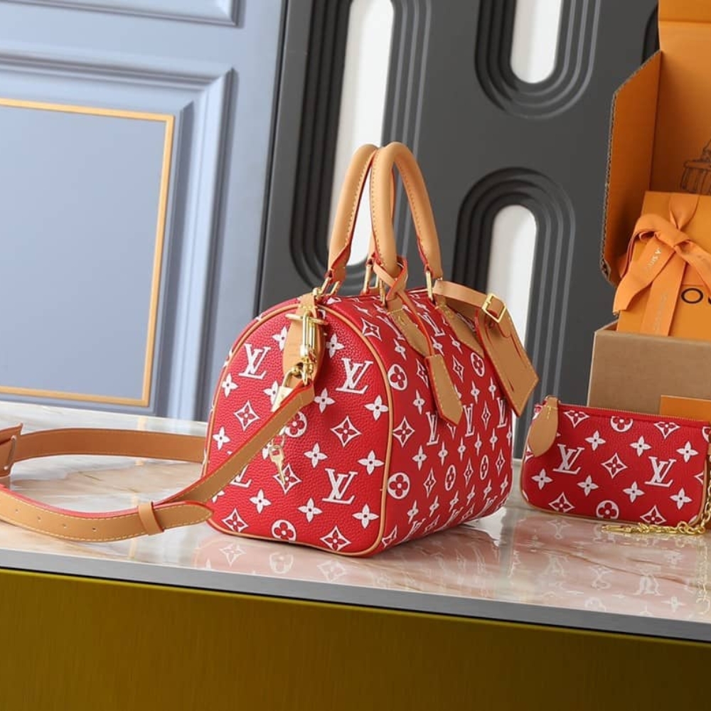 LOUIS VUITTON SPEEDY P9 BANDOULIÈRE 25 AUTRES CUIR MONOGRAM RED 25CM M24425 - Image 3