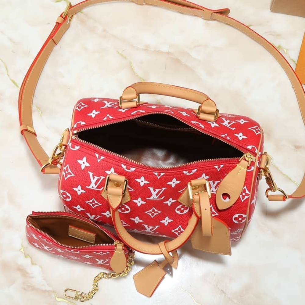 LOUIS VUITTON SPEEDY P9 BANDOULIÈRE 25 AUTRES CUIR MONOGRAM RED 25CM M24425 - Image 7
