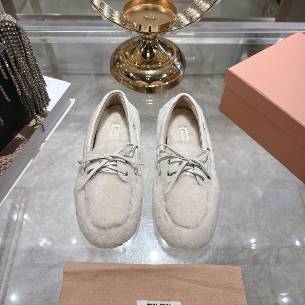 Alternative view of MIUMIU SHEARING LOAFERS NATURAL 5D525E 173 F0018 F 005