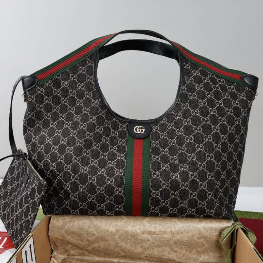 Alternative view of [SUPER VIP 1:1] GUCCI GIGLIO LARGE TOTE BAG GG DENIM BLACK AND WHITE 60CM 853971 FAFYU 1155