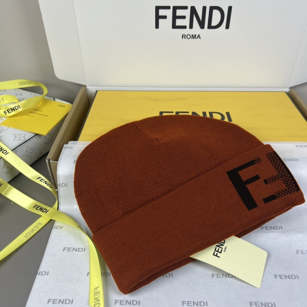 Alternative view of FENDI BEANIE WOOL HAT BROWN