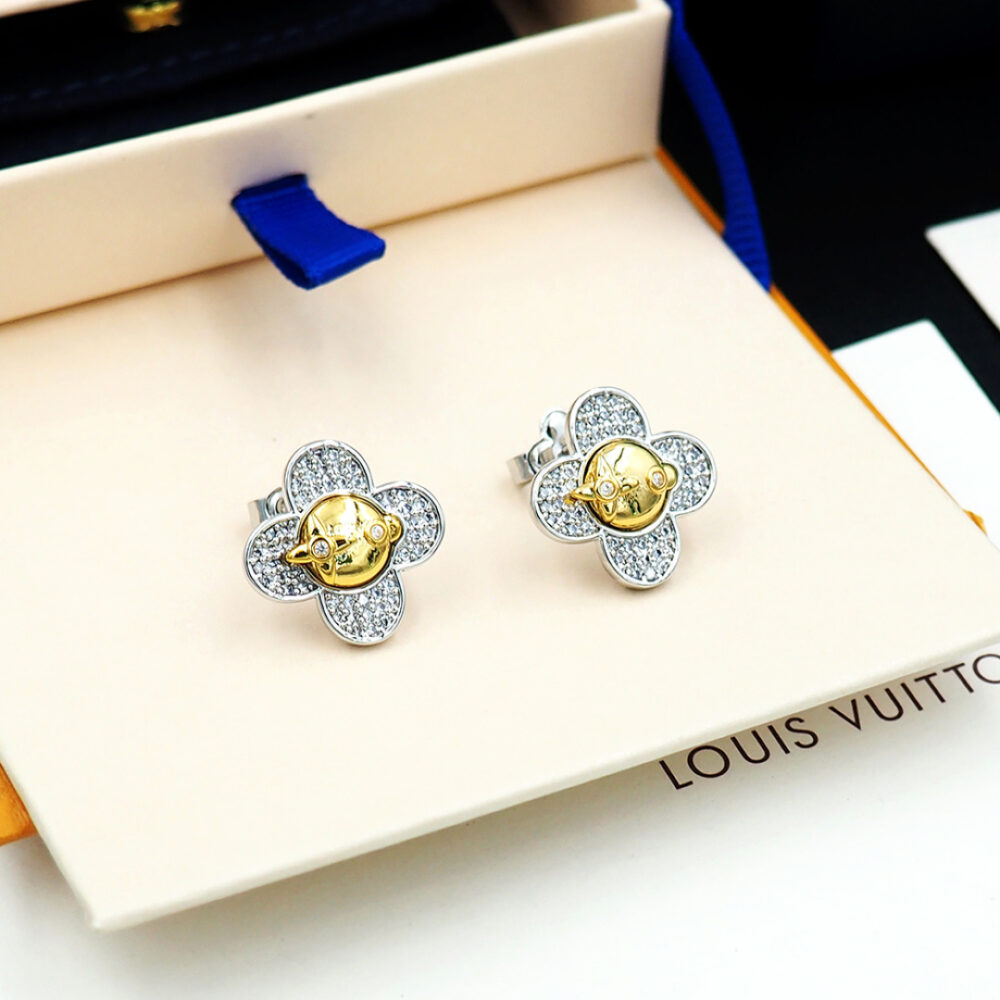 Alternative view of LOUIS VUITTON VIVIENNE EARRINGS WHITE AND YELLOW GOLD Q16742