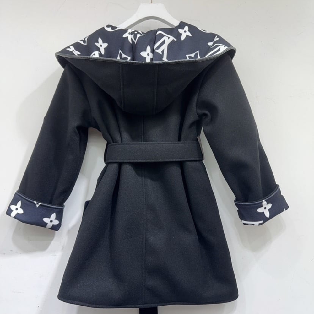 Louis Vuitton Signature Short Hooded Wrap Coat Black - Image 5