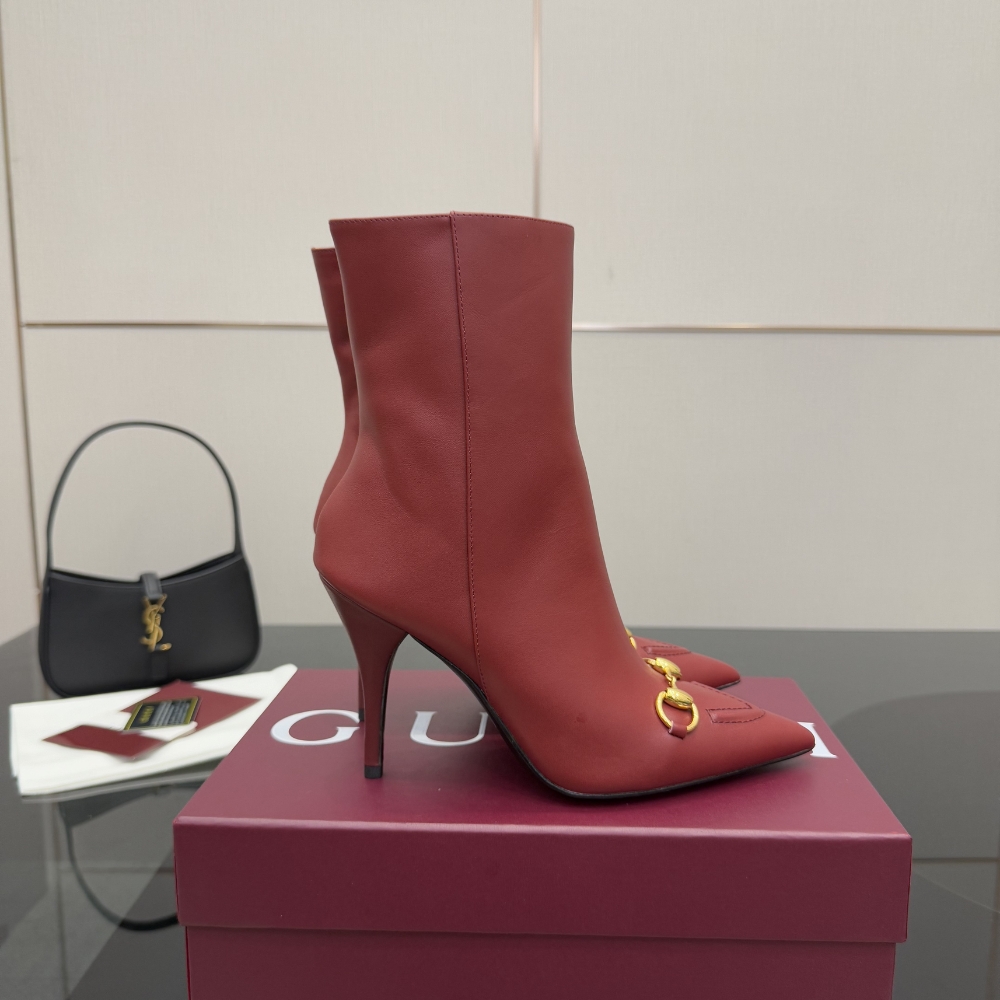 Alternative view of GUCCI WOMEN ANKLE BOOT WITH HORSEBIT ROSSO ANCORA RED 835741 BKO00 6207