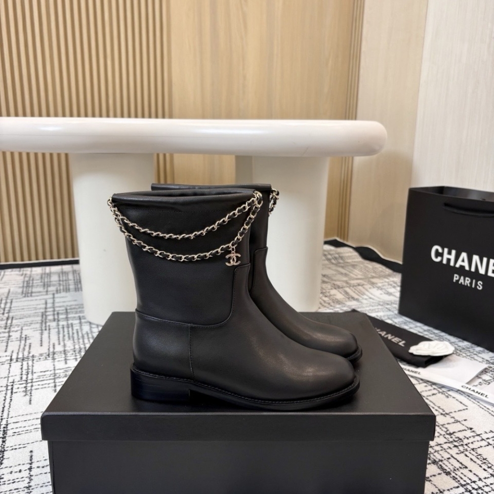 Alternative view of CHANEL ANKLE BOOTS BLACK LEATHER
