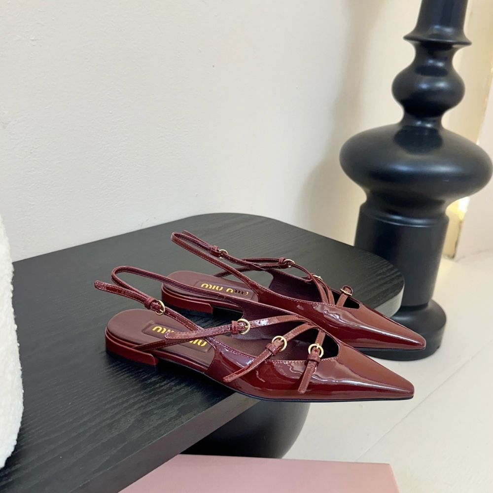 Alternative view of MIUMIU LEATHER SLINGBACK BALLERINAS WITH BUCKLES RED 5F476E 069 F0D27 F 010