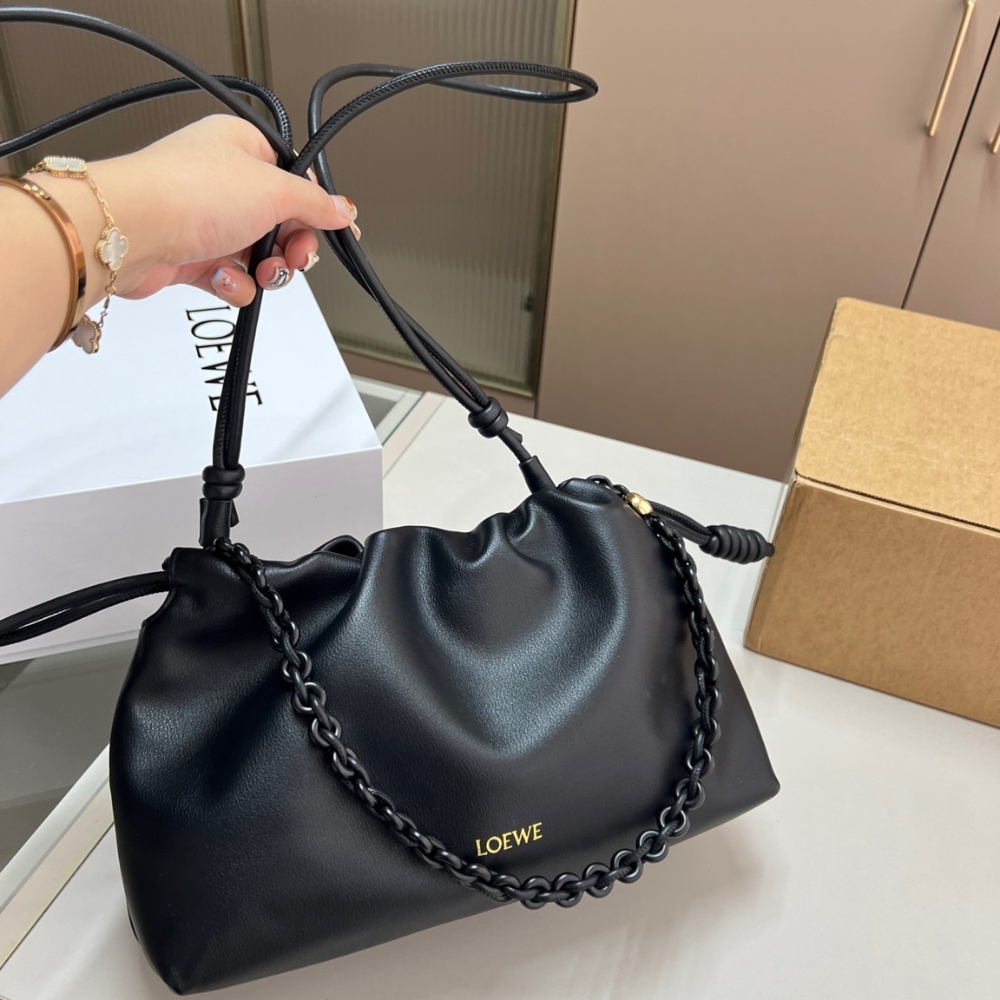 Alternative view of LOEWE MEDIUM FLAMENCO PURSE IN MELLOW NAPPA BLACK 30CM A411FCRX84 1100