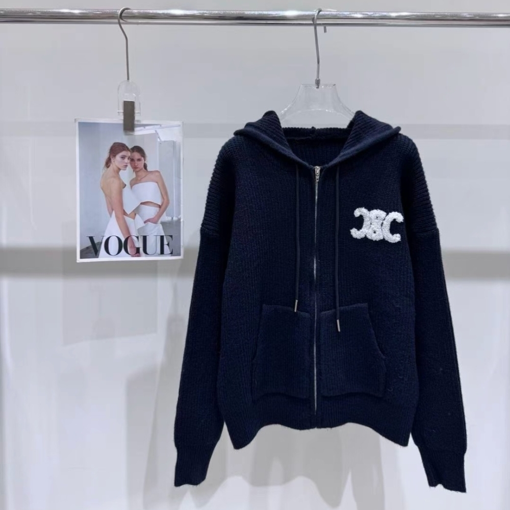 Alternative view of CELINE SWEATSHIRT JACKET WITH MAXI TRIOMPHE LOGO NAVY BLUE