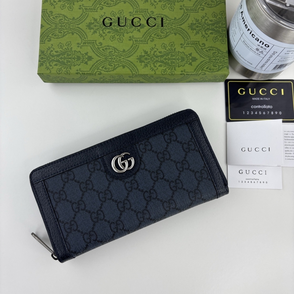 Alternative view of GUCCI OPHIDIA ZIP AROUND WALLET DARK BLUE 19CM 706844 UULBN 4055