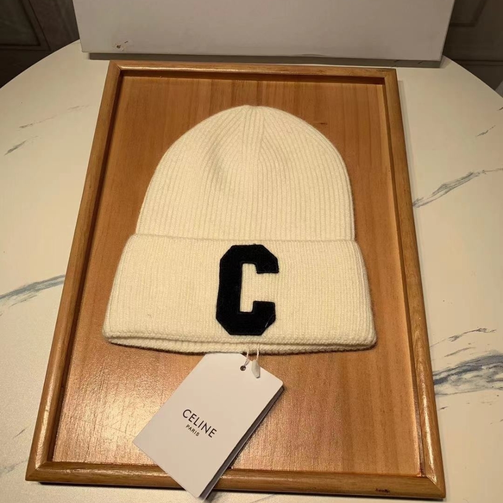Alternative view of CELINE INITIAL BEANIE WHITE