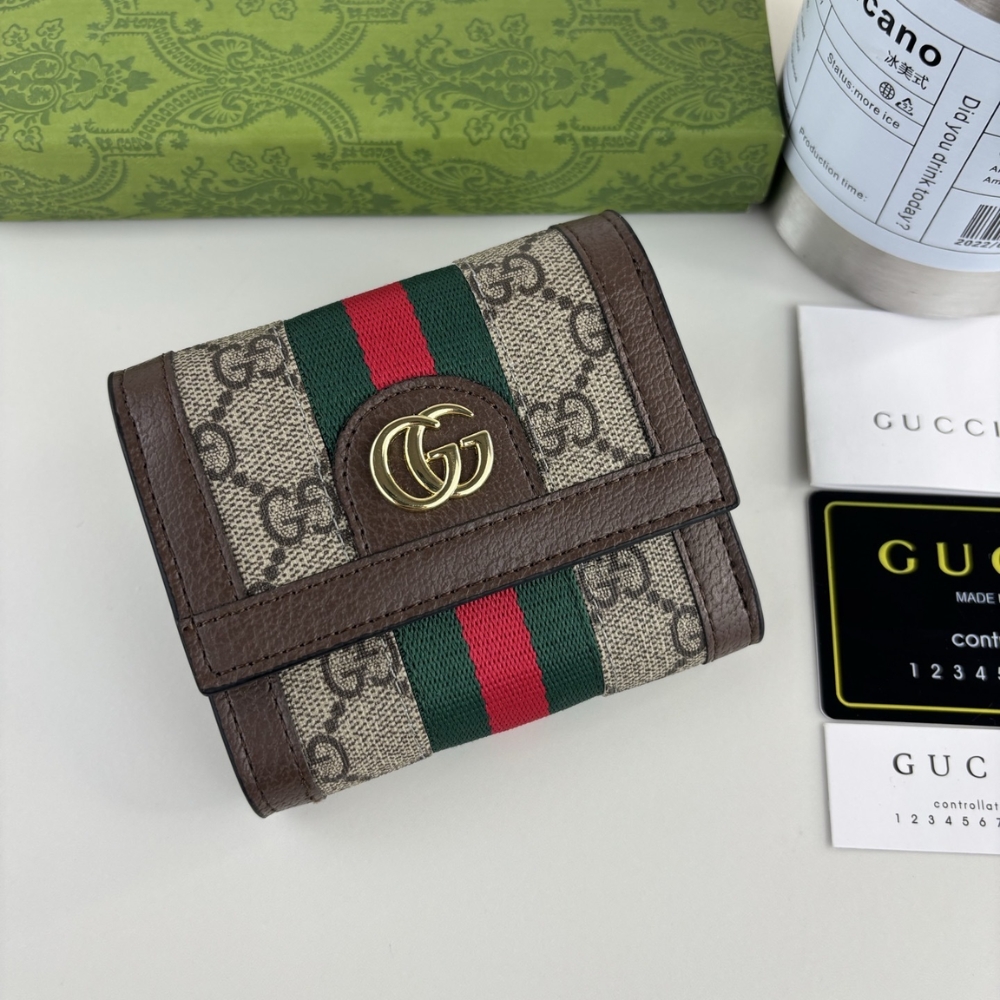 Alternative view of GUCCI OPHIDIA CARD CASE WALLET BROWN SUPREME 12CM ‎598662 96IWG 8745