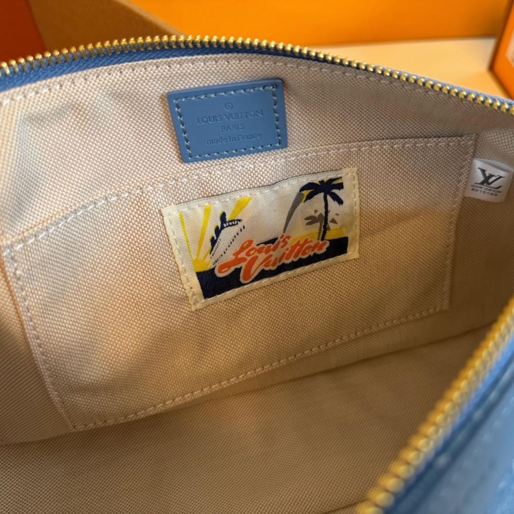 LOUIS VUITTON POCHETTE ACCESSORIES XL DAMIER DENIM BLUE 28CM N00204 - Image 10