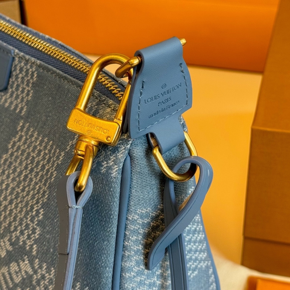LOUIS VUITTON POCHETTE ACCESSORIES XL DAMIER DENIM BLUE 28CM N00204 - Image 8
