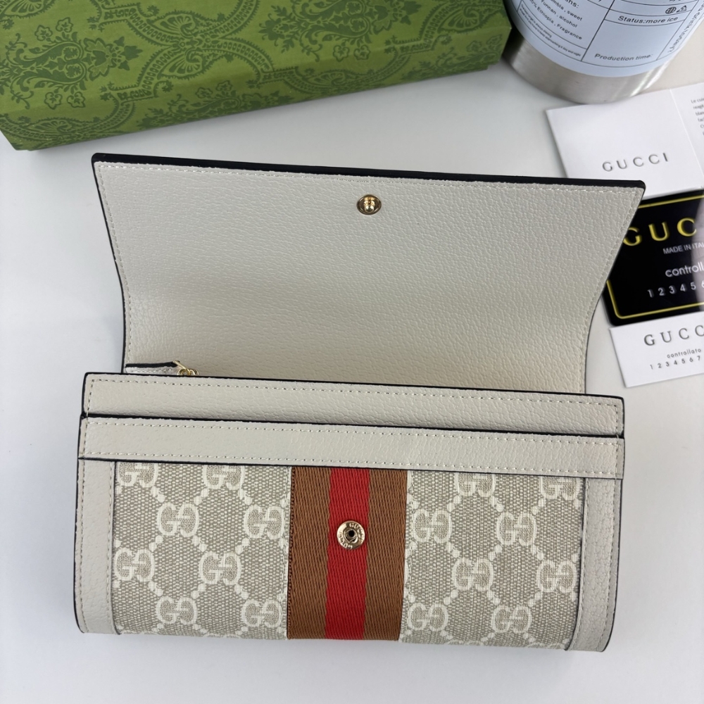 GUCCI OPHIDIA CONTINENTAL WALLET WHITE GG SUPREME 19CM - Image 5