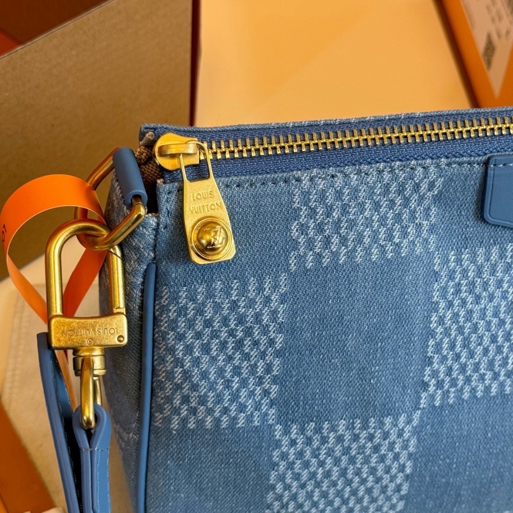 LOUIS VUITTON POCHETTE ACCESSORIES XL DAMIER DENIM BLUE 28CM N00204 - Image 6