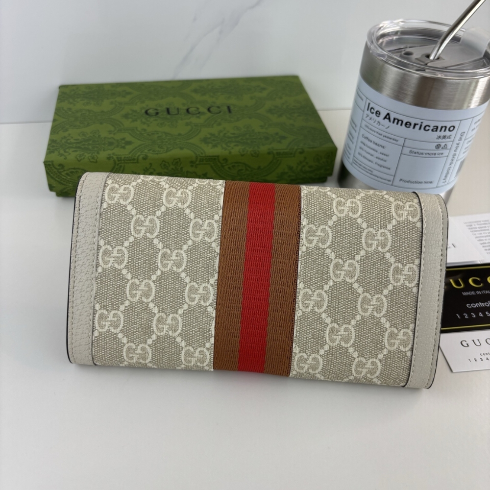 GUCCI OPHIDIA CONTINENTAL WALLET WHITE GG SUPREME 19CM - Image 3