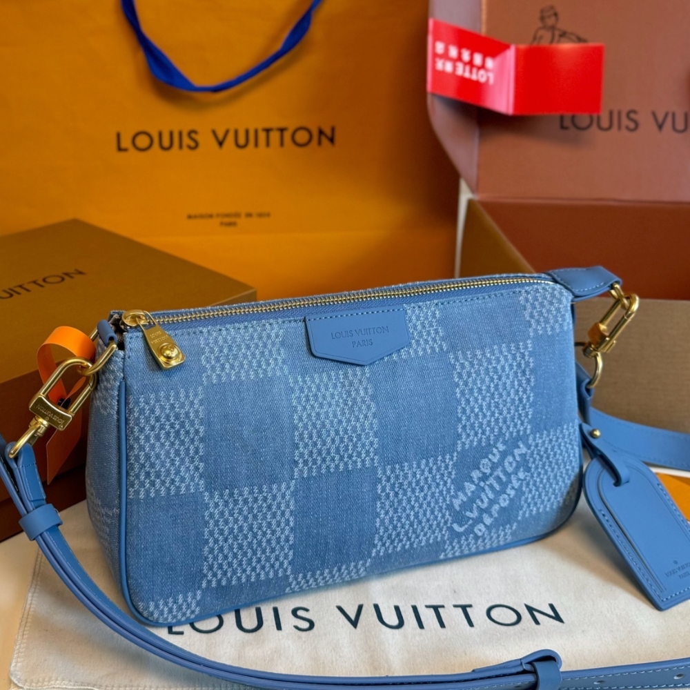 Alternative view of LOUIS VUITTON POCHETTE ACCESSORIES XL DAMIER DENIM BLUE 28CM N00204
