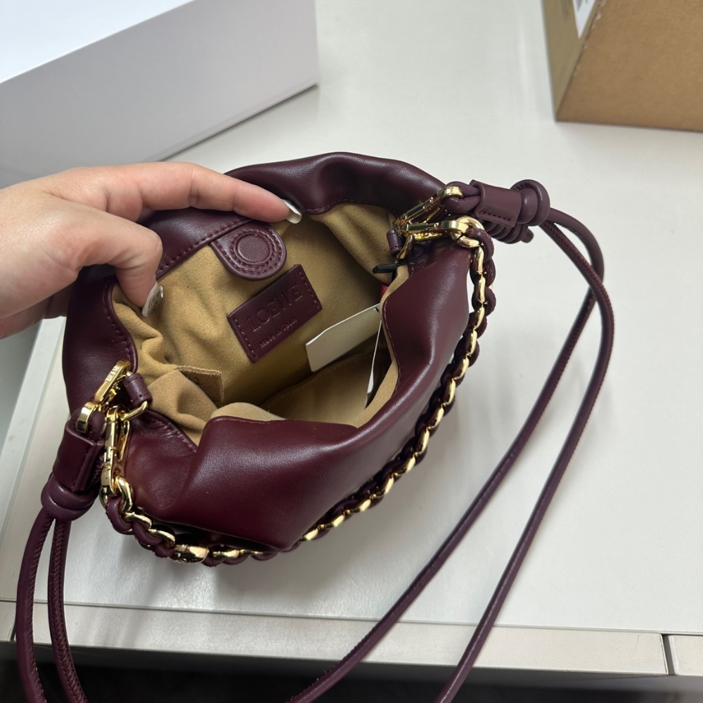 LOEWE MINI FLAMENCO PURSE IN MELLOW NAPPA DARK BURGUNDY 23CM A914CBPX03 7240 - Image 9